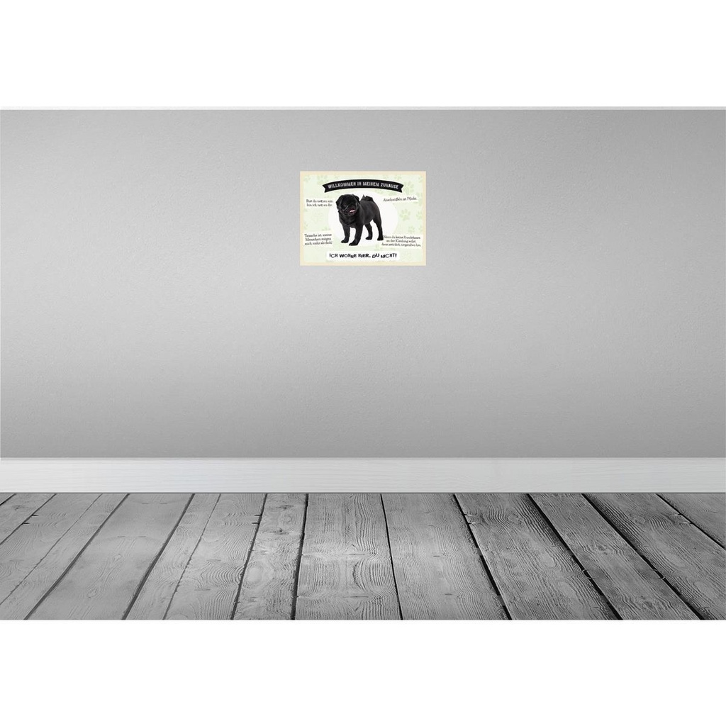 [LA-137938-H] Holzschild 30x40 cm Tiere Mops willkommen Zuhause Tier Haustier Bild 2
