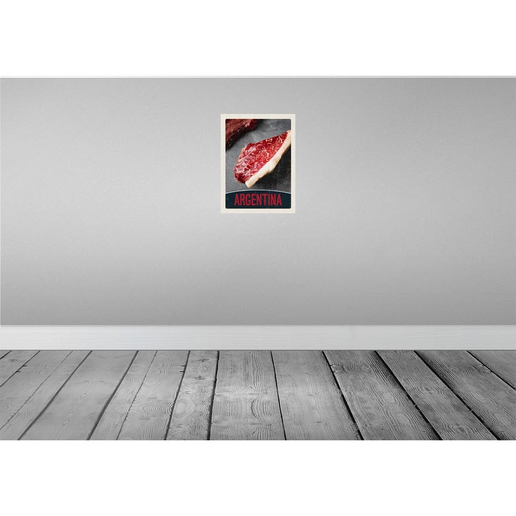 [LA-137958-H] Holzschild 40x30 cm Argentinien Steak Fleisch Kuh Rind Bildmotiv Reisemotiv Abenteuer Reisen Bild 2