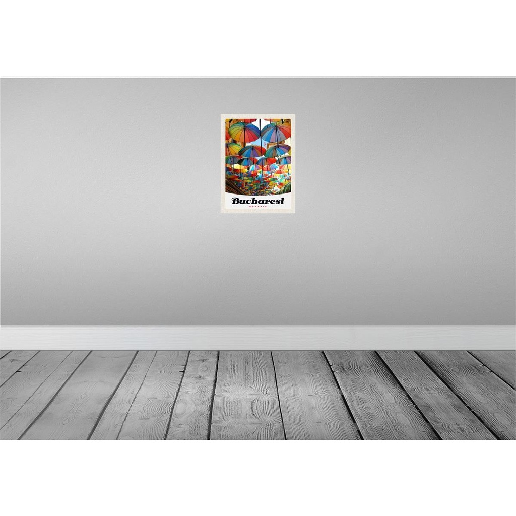 [LA-137973] Blechschild 40x30 cm Bukarest Rumänien Regenschirm bunt Bildmotiv Reisemotiv Abenteuer Reisen Europa Urlaub Bild 2