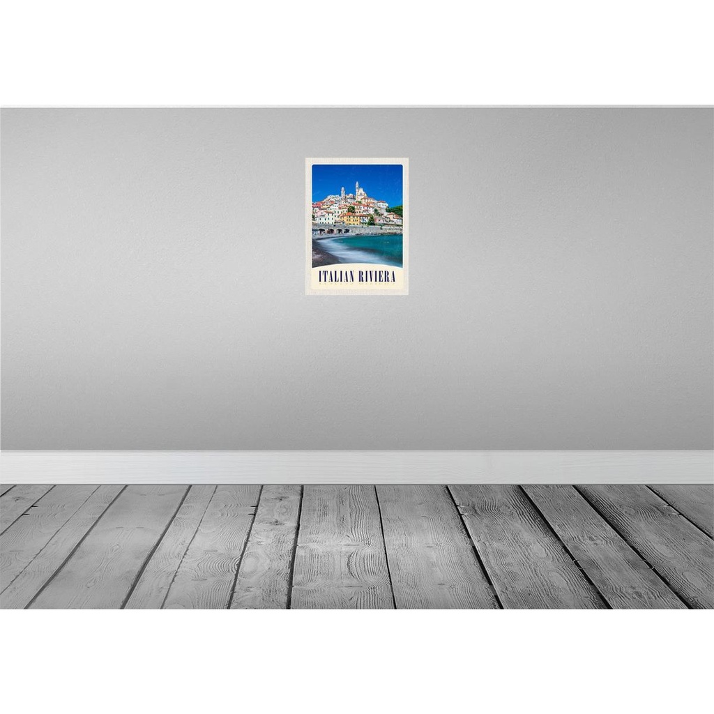[LA-138002] Blechschild 40x30 cm Italien Riviera Urlaub Stadt Strand Wellen Bildmotiv Reisemotiv Abenteuer Reisen Europa Bild 2