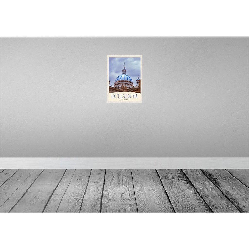 [LA-138009-H] Holzschild 40x30 cm Ecuador Süd Amerika Kirche Stadt Bildmotiv Reisemotiv Abenteuer Reisen Bild 2