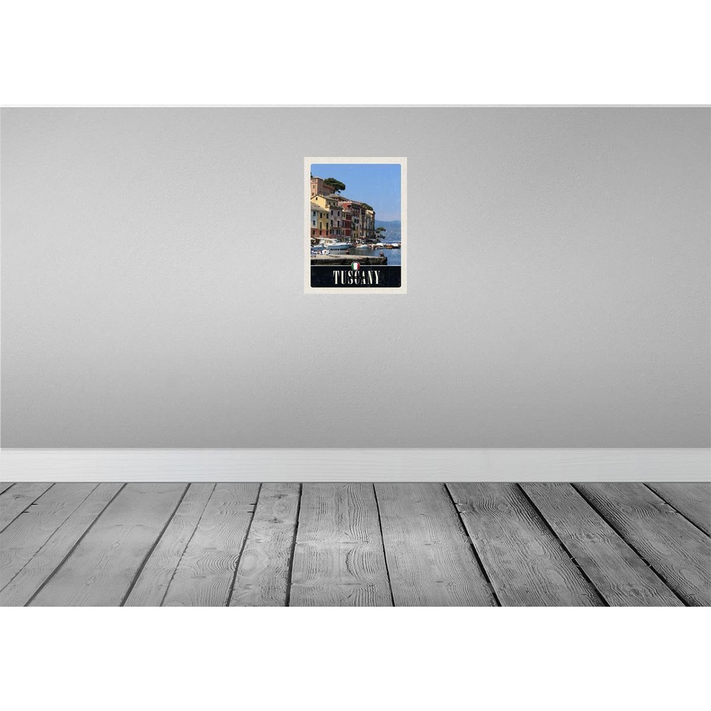 [LA-138045-H] Holzschild 40x30 cm Toskana Italien Gebäude Meer Bildmotiv Reisemotiv Europa Bild 2