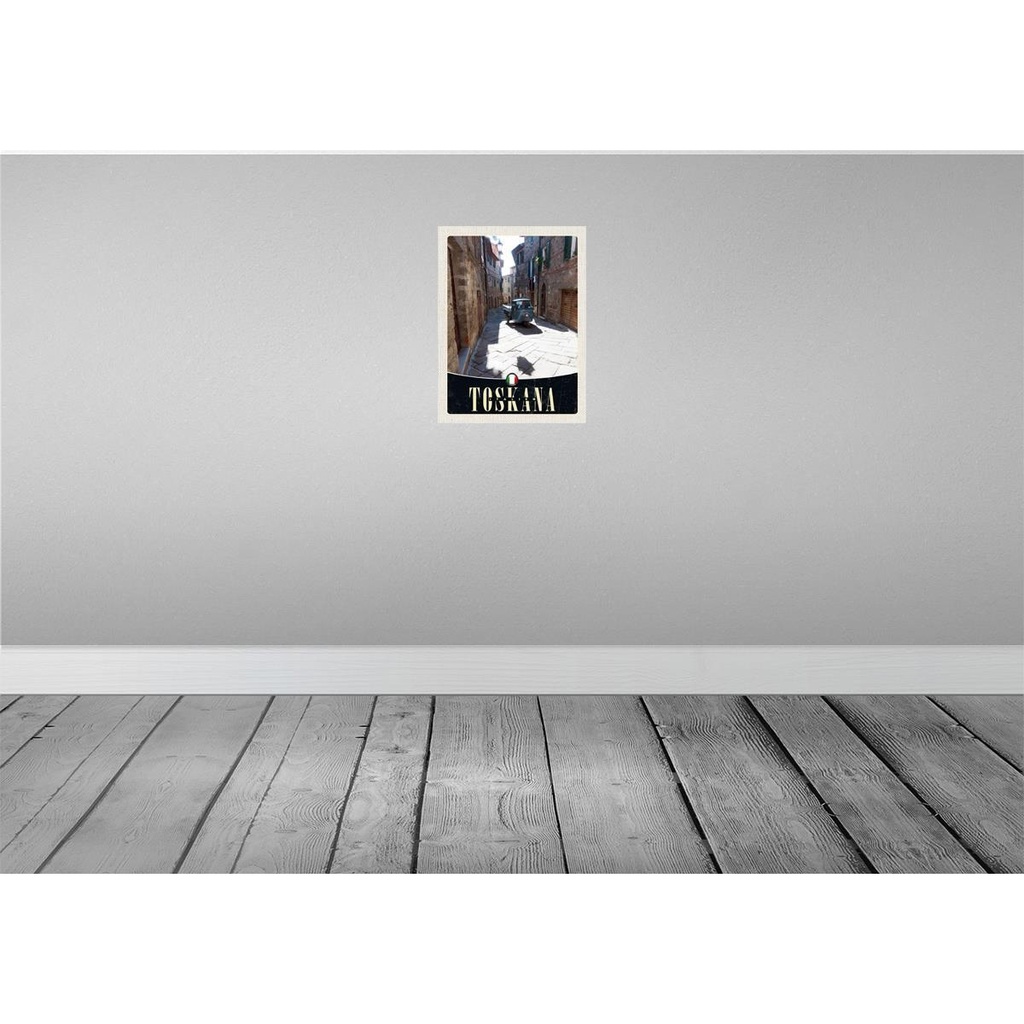 [LA-138063-H] Holzschild 40x30 cm Toskana Italien Stadt Straße Sand Bildmotiv Reisemotiv Europa Bild 2
