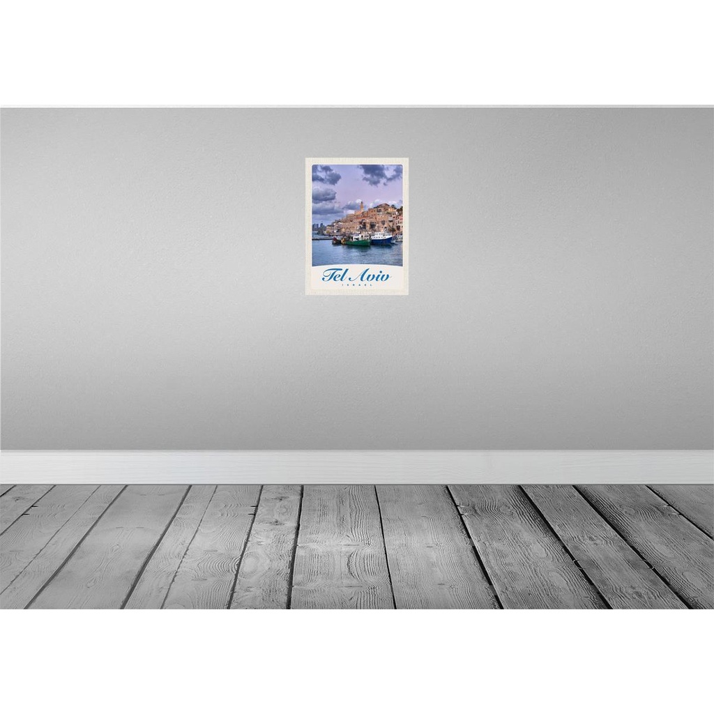 [LA-138095-H] Holzschild 40x30 cm Tel Aviv Stadt Meer Boote Bildmotiv Reisemotiv Straße Bild 2