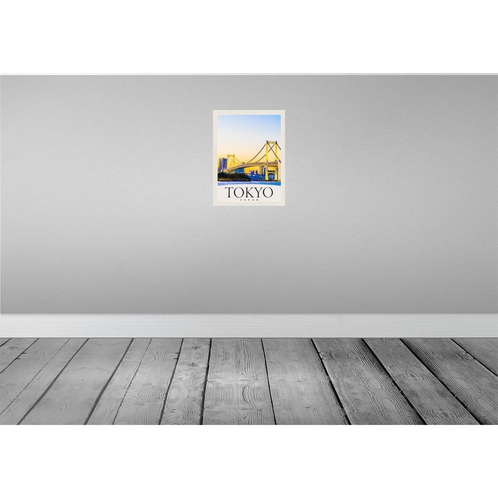 [LA-138097-H] Holzschild 40x30 cm Tokyo Asien Japan Brücke Hochhaus Bildmotiv Reisemotiv Abenteuer Reisen Bild 2