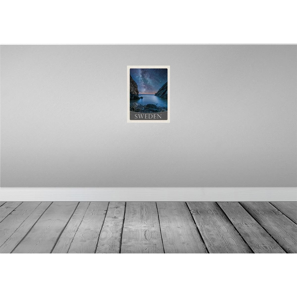 [LA-138114-H] Holzschild 40x30 cm Schweden Strand Gebirge Sterne Bildmotiv Reisemotiv Europa Bild 2