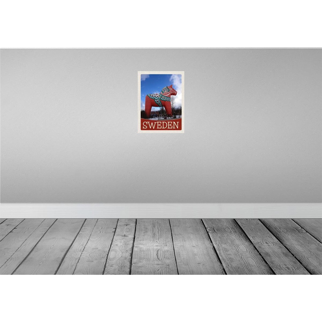 [LA-138116] Blechschild 40x30 cm Schweden rotes Pferd Skulptur Bildmotiv Reisemotiv Abenteuer Reisen Europa Urlaub Bild 2