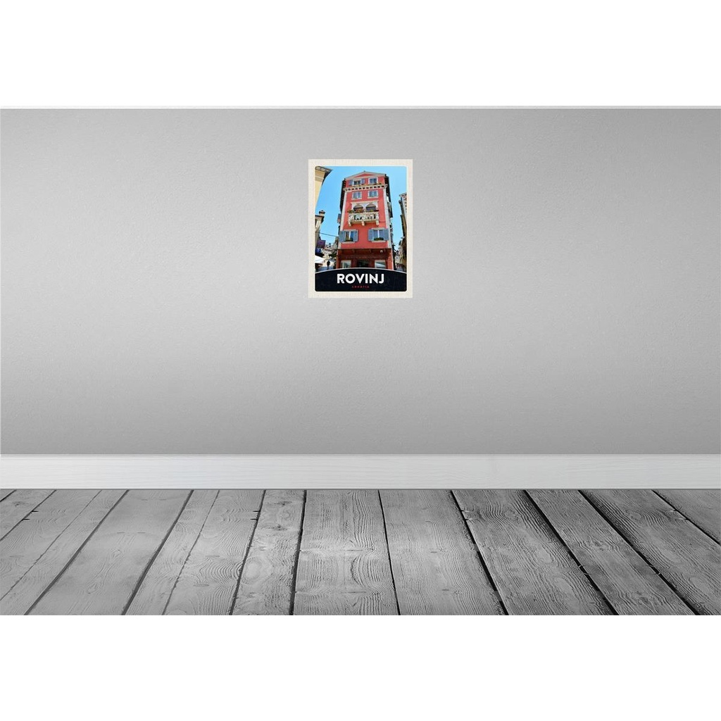 [LA-138119-H] Holzschild 40x30 cm Rovinj Kroatien Haus rot Blumen Bildmotiv Reisemotiv Europa Bild 2