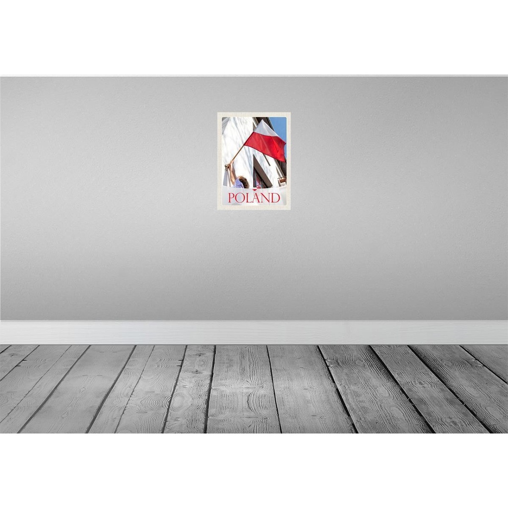 [LA-138125-H] Holzschild 40x30 cm Polen Europa Flagge Haus Bildmotiv Reisemotiv Abenteuer Reisen Bild 2