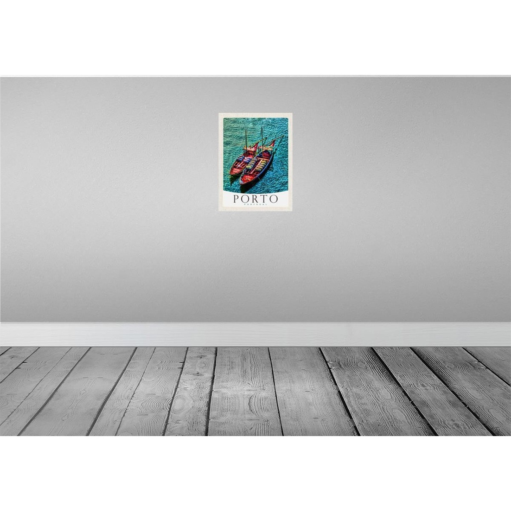 [LA-138134-H] Holzschild 40x30 cm Porto Portugal Europa Boote Meer Bildmotiv Reisemotiv Bild 2