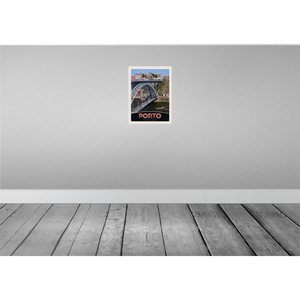 [LA-138137-H] Holzschild 40x30 cm Porto Portugal Europa Brücke Bildmotiv Reisemotiv Straße Stadt Bild 2