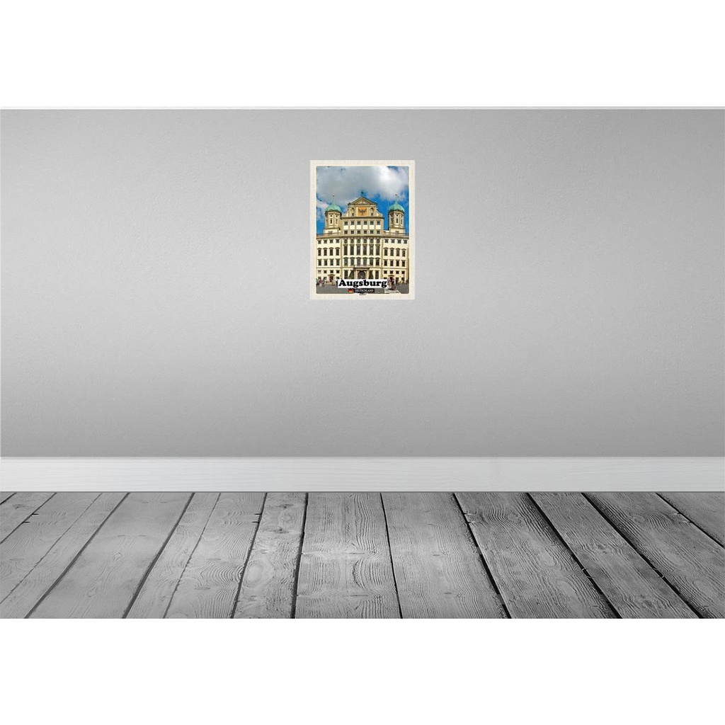 [LA-138296-H] Holzschild 40x30 cm Augsburg Rathaus Architektur Bildmotiv Reisemotiv Straße Stadt Bild 2