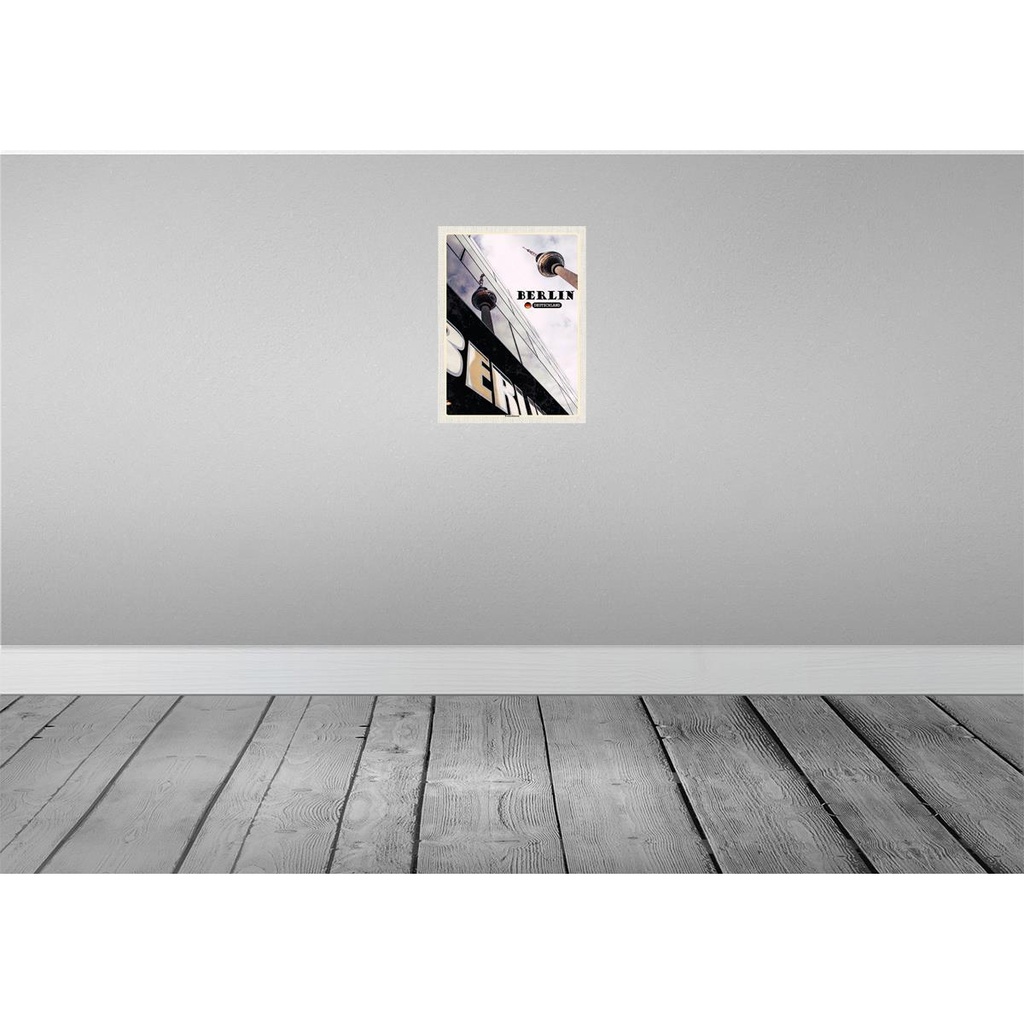 [LA-138302-H] Holzschild 40x30 cm Berlin Fernsehrturm Deutschland Bildmotiv Reisemotiv Abenteuer Reisen Bild 2