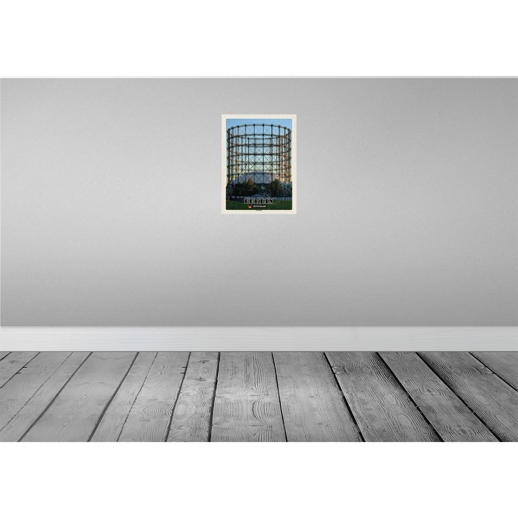 [LA-138304-H] Holzschild 40x30 cm Berlin Deutschland Gasometer Bildmotiv Reisemotiv Bild 2