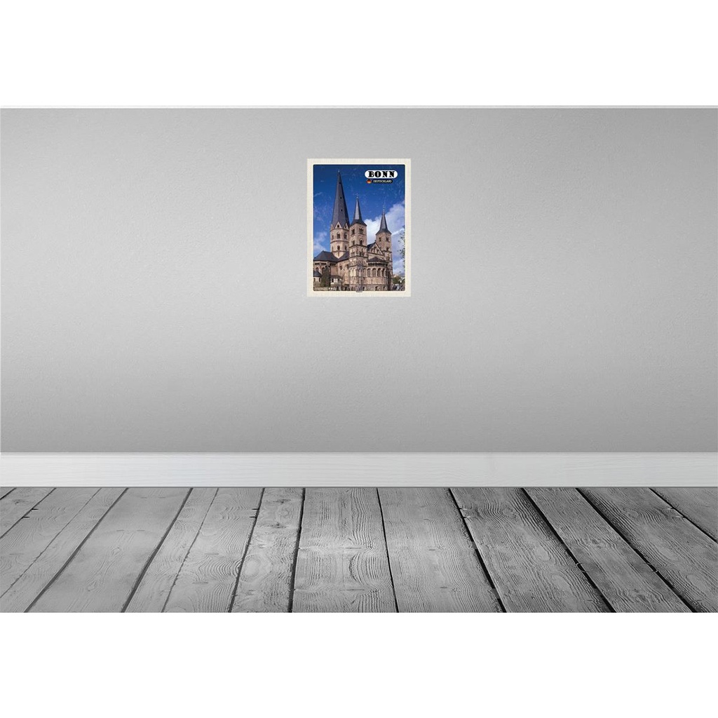 [LA-138340-H] Holzschild 40x30 cm Bonn Münster Altstadt Deutschland Bildmotiv Reisemotiv Abenteuer Reisen Bild 2