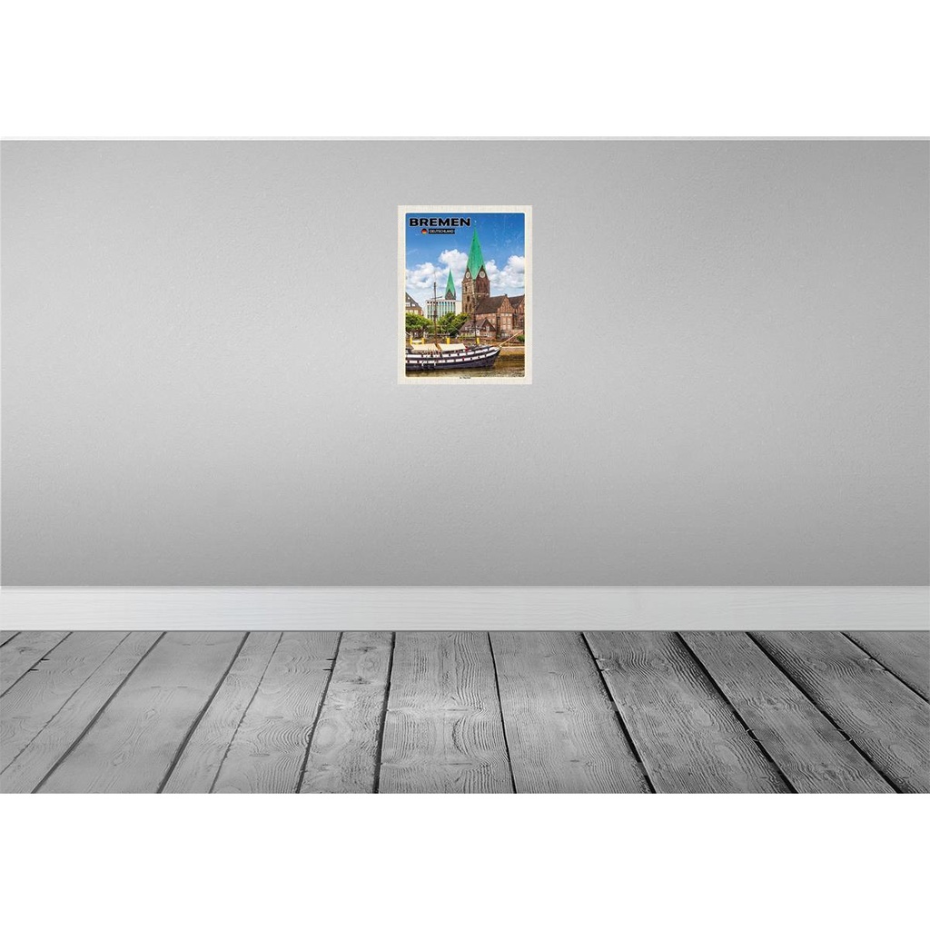 [LA-138346-H] Holzschild 40x30 cm Bremen Deutschland St. Martini Bildmotiv Reisemotiv Bild 2