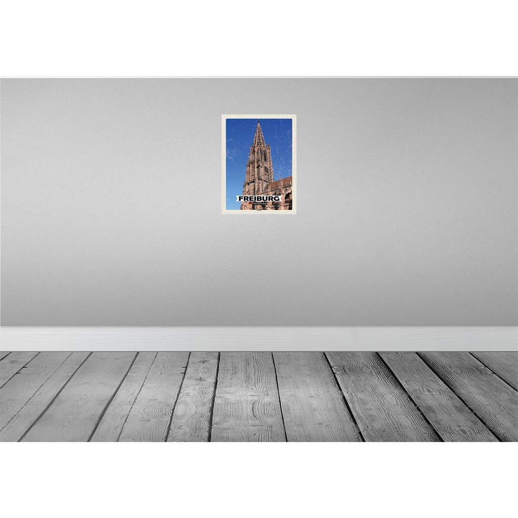 [LA-138355-H] Holzschild 40x30 cm Freiburg Deutschland Münster Trip Bildmotiv Reisemotiv Bild 2