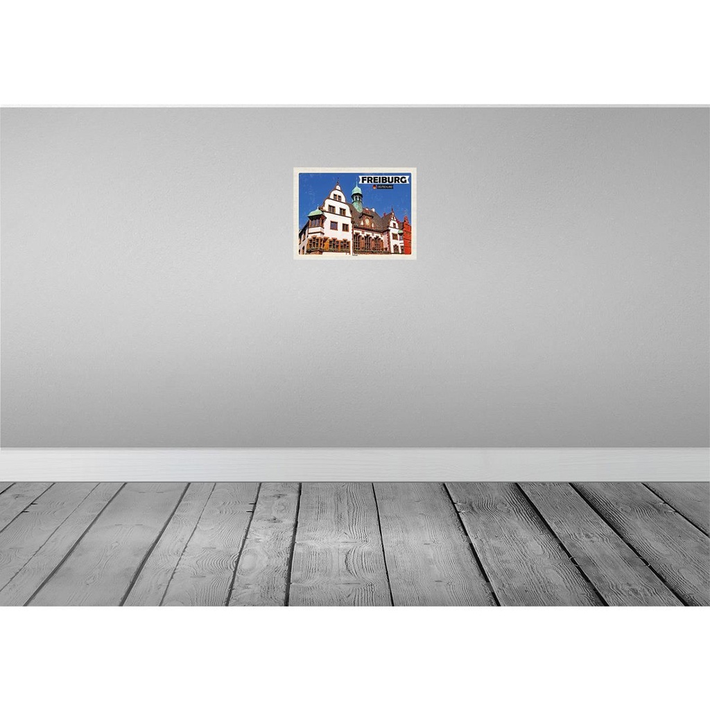 [LA-138356-H] Holzschild 30x40 cm Freiburg Rathaus Architektur Bildmotiv Reisemotiv Straße Stadt Bild 2