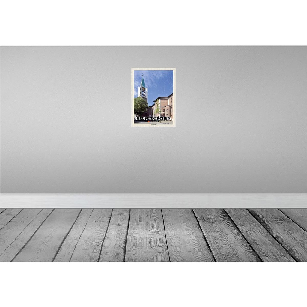 [LA-138357] Blechschild 40x30 cm Gelsenkirchen Alstadtkirche Bildmotiv Reisemotiv Abenteuer Reisen Straße Stadt Urlaub Bild 2