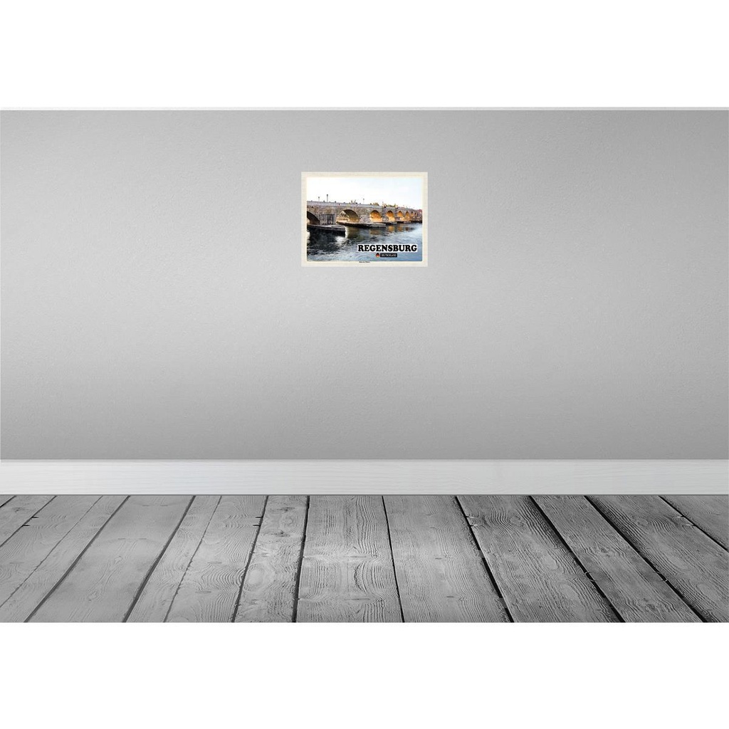 [LA-138373-H] Holzschild 30x40 cm Regensburg Steinerne Brücke Fluss Bildmotiv Reisemotiv Europa Bild 2