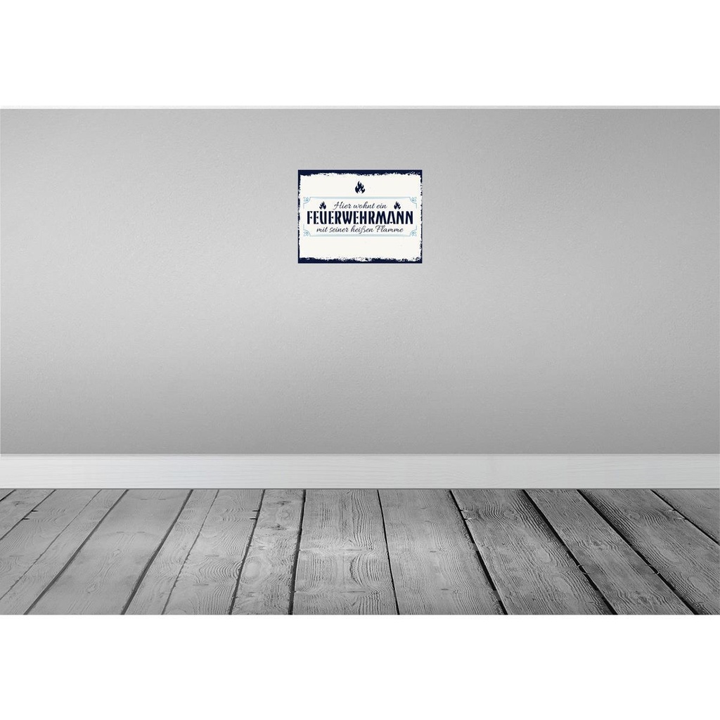 [LA-138394] Blechschild 30x40 cm Hier wohnt ein Feuerwehrmann Beruf Arbeit Bild 2