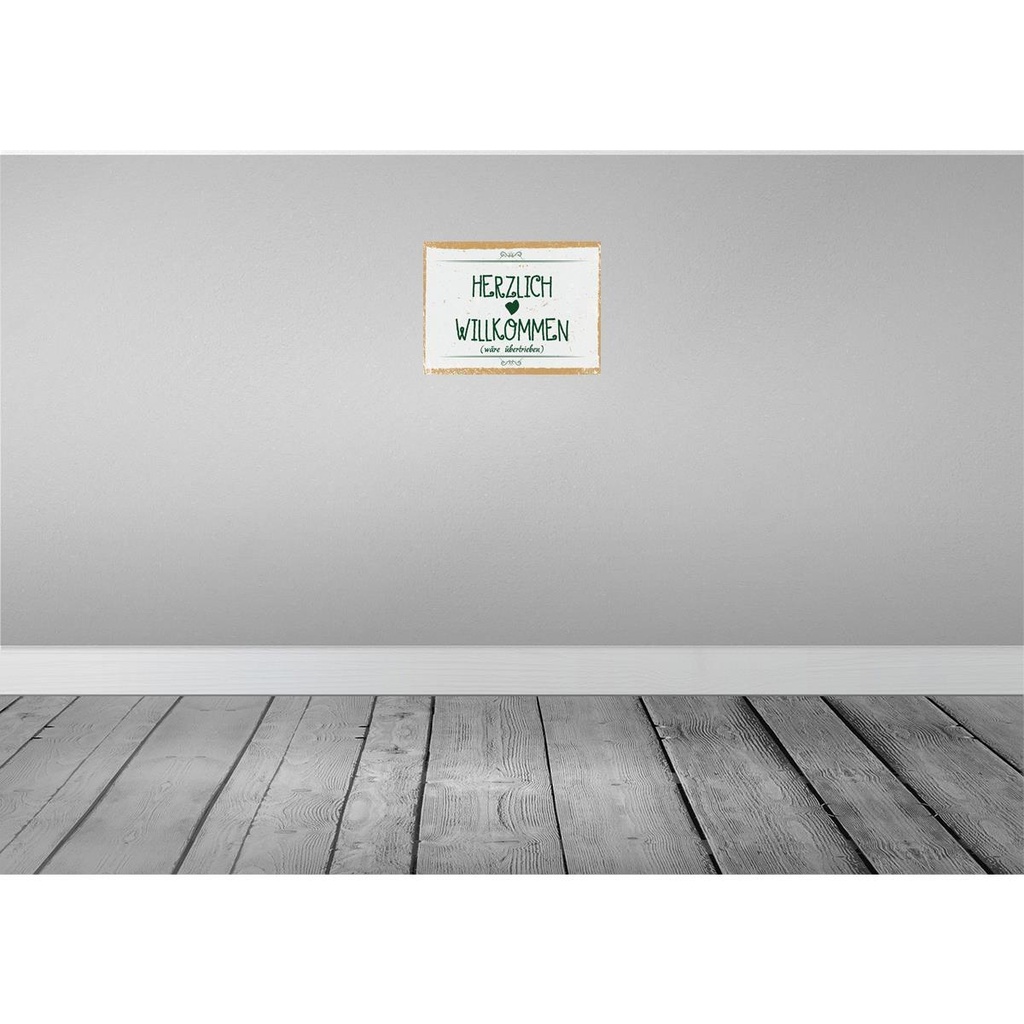 [LA-138401-H] Holzschild 30x40 cm Herzlich Willkommen wäre übertrieben Spruch Zitat Bild 2
