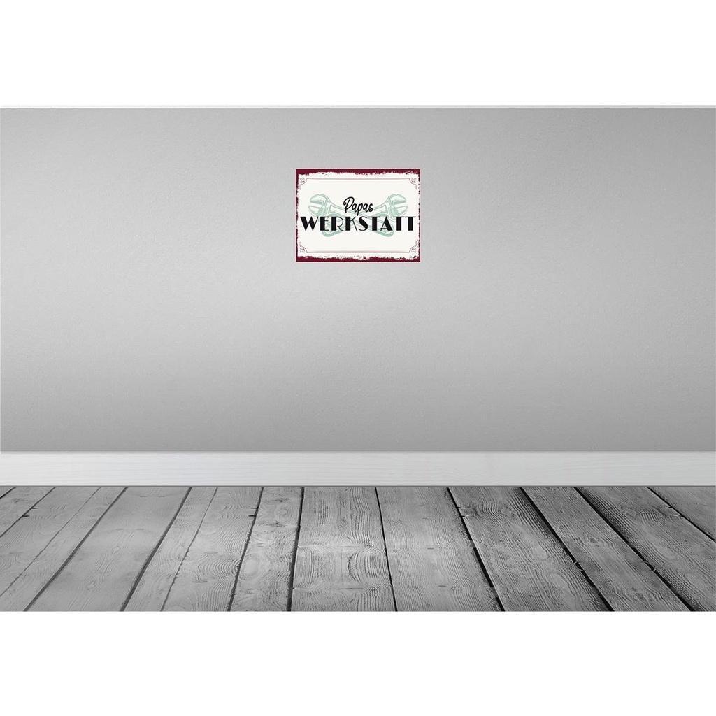 [LA-138408] Blechschild 30x40 cm Papas Werkstatt Auto Garage Bild 2