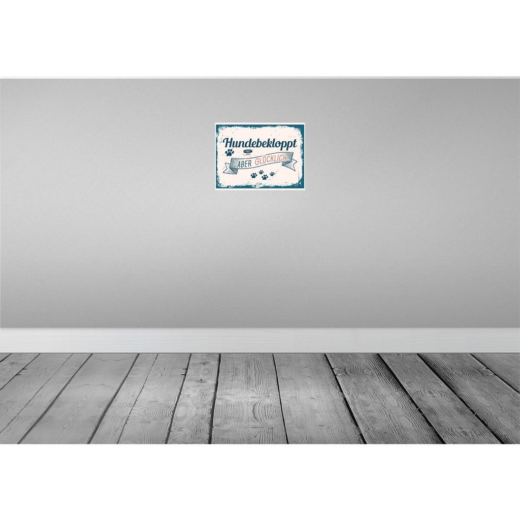 [LA-138424-H] Holzschild 30x40 cm Hundebekloppt aber Glücklich blau Tier Haustier Bild 2