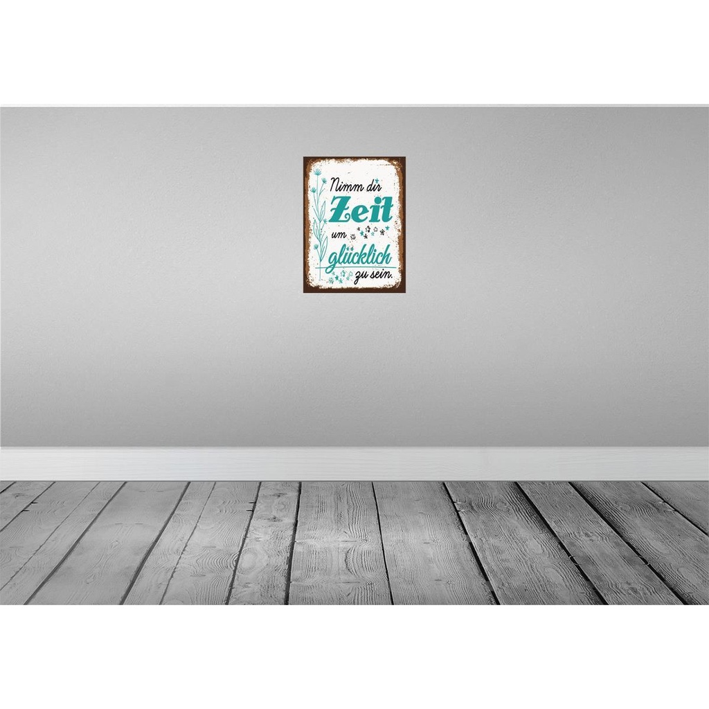 [LA-138427] Blechschild 40x30 cm Nimm dir Zeit um Glücklich zu braun Spruch Zitat Bild 2