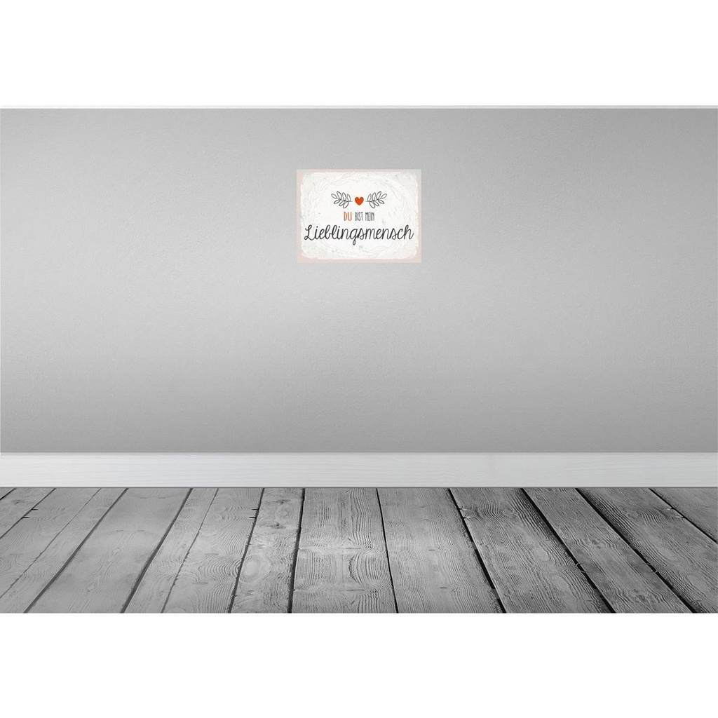 [LA-138432] Blechschild 30x40 cm Du bist mein Lieblingsmensch beige Spruch Zitat Bild 2