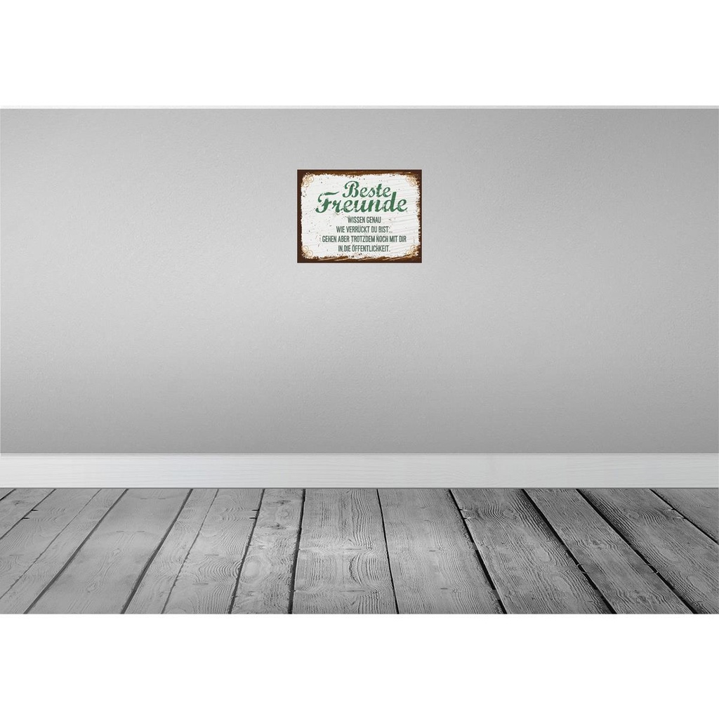 [LA-138435] Blechschild 30x40 cm Beste Freunde wissen grün braun Spruch Zitat Bild 2