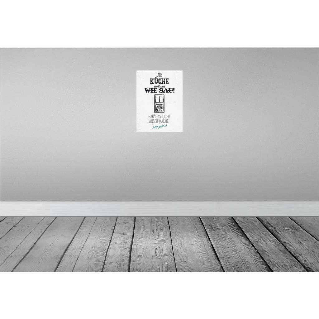 [LA-138448-H] Holzschild 40x30 cm Die Küche sieht aus wie Sau! schwarz Spruch Zitat Bild 2