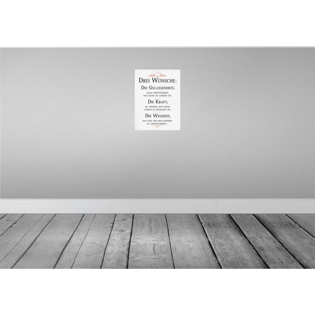 [LA-138453] Blechschild 40x30 cm Drei Wünsche Die Gelassenheit weiß Spruch Zitat Bild 2