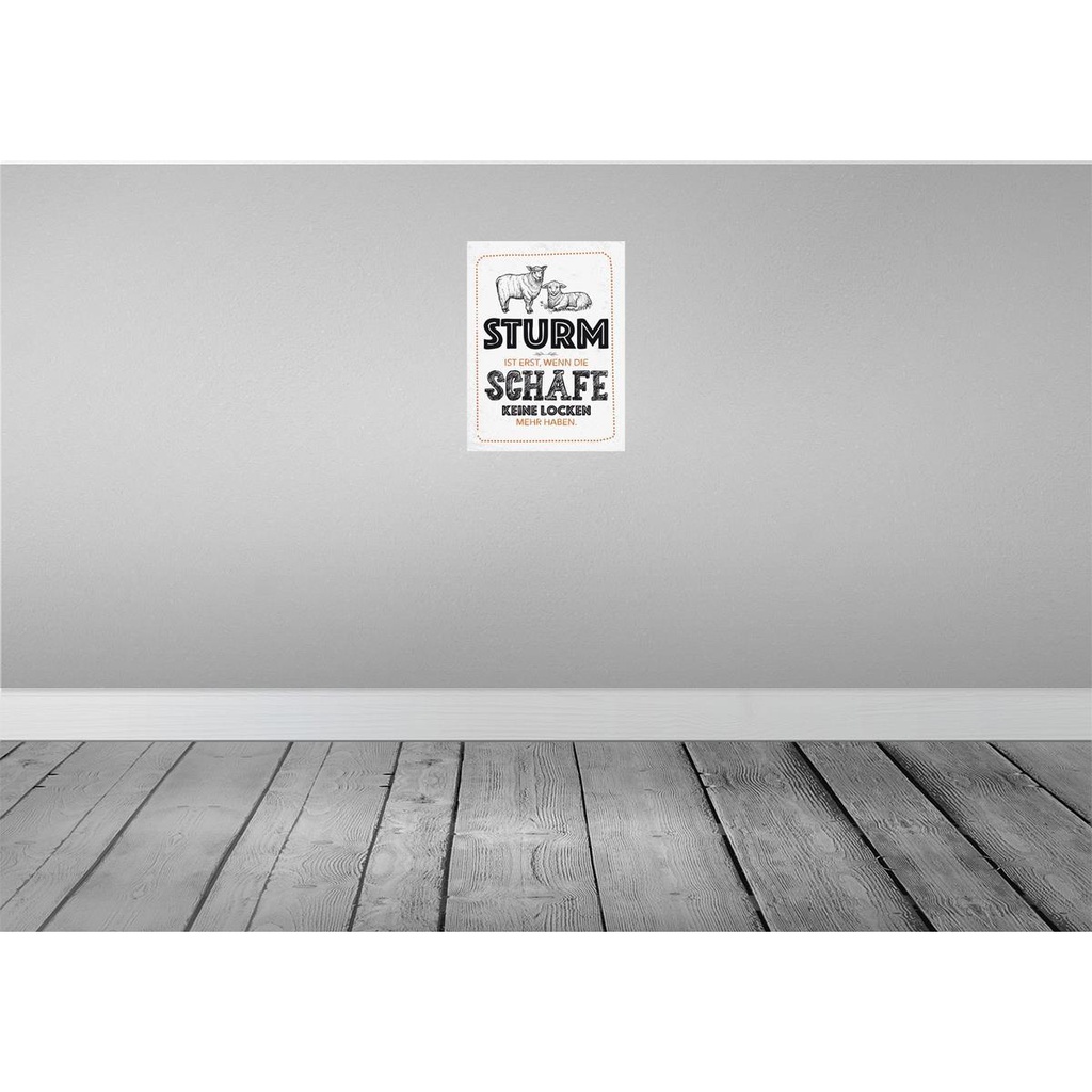 [LA-138481] Blechschild 40x30 cm Sturm ist erst, wenn Schafe weiß Spruch Zitat Bild 2