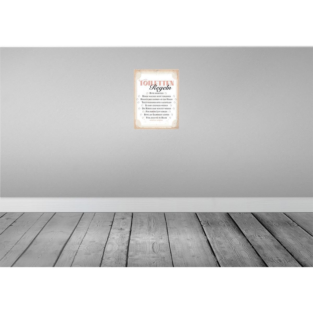 [LA-138486-H] Holzschild 40x30 cm Toiletten Regeln bitte hinsetzen Warnschild Hinweisschild Bild 2