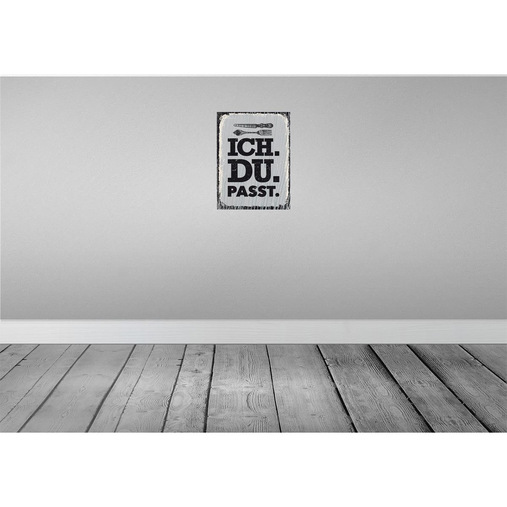 [LA-138493-H] Holzschild 40x30 cm Ich Du Passt weiß schwarz Dekoration Bild 2