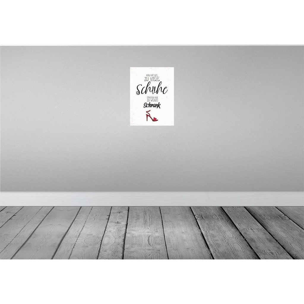 [LA-138504-H] Holzschild 40x30 cm Schuhe nie zu viel Schrank wenig Spruch Zitat Bild 2
