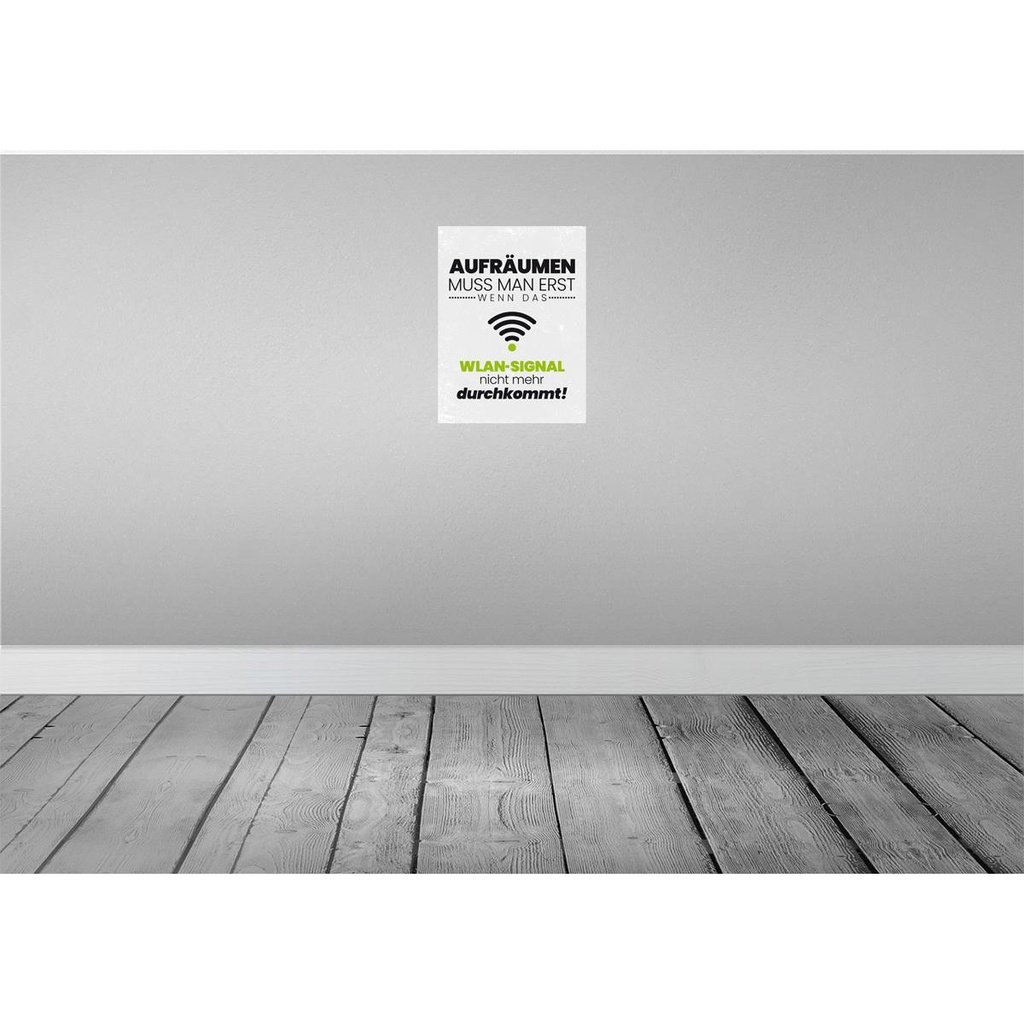 [LA-138505] Blechschild 40x30 cm Aufräumen erst wenn WLAN nicht Spruch Zitat Bild 2