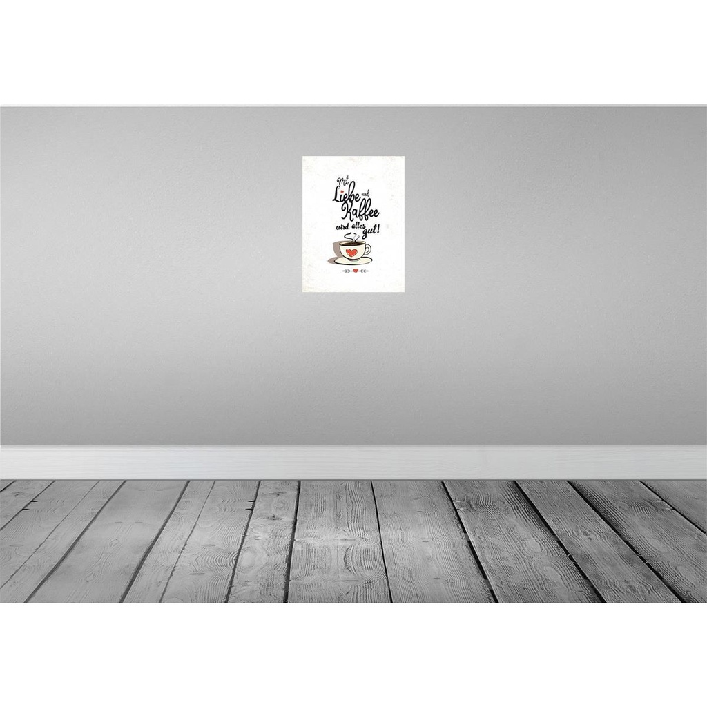 [LA-138507-H] Holzschild 40x30 cm Mit Liebe und Kaffee alles gut Dekoration Bild 2