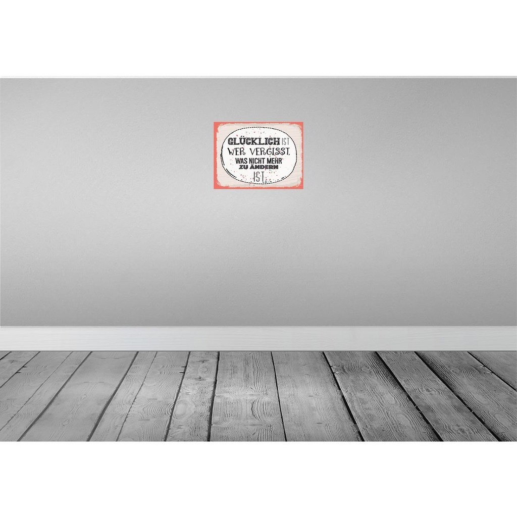 [LA-138515-H] Holzschild 30x40 cm Glücklich wer vergisst Dekoration Bild 2