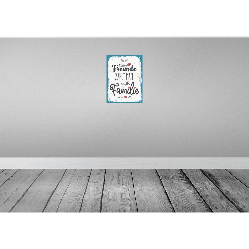 [LA-138517-H] Holzschild 40x30 cm Echte Freunde zählt man zur Familie Spruch Zitat Bild 2