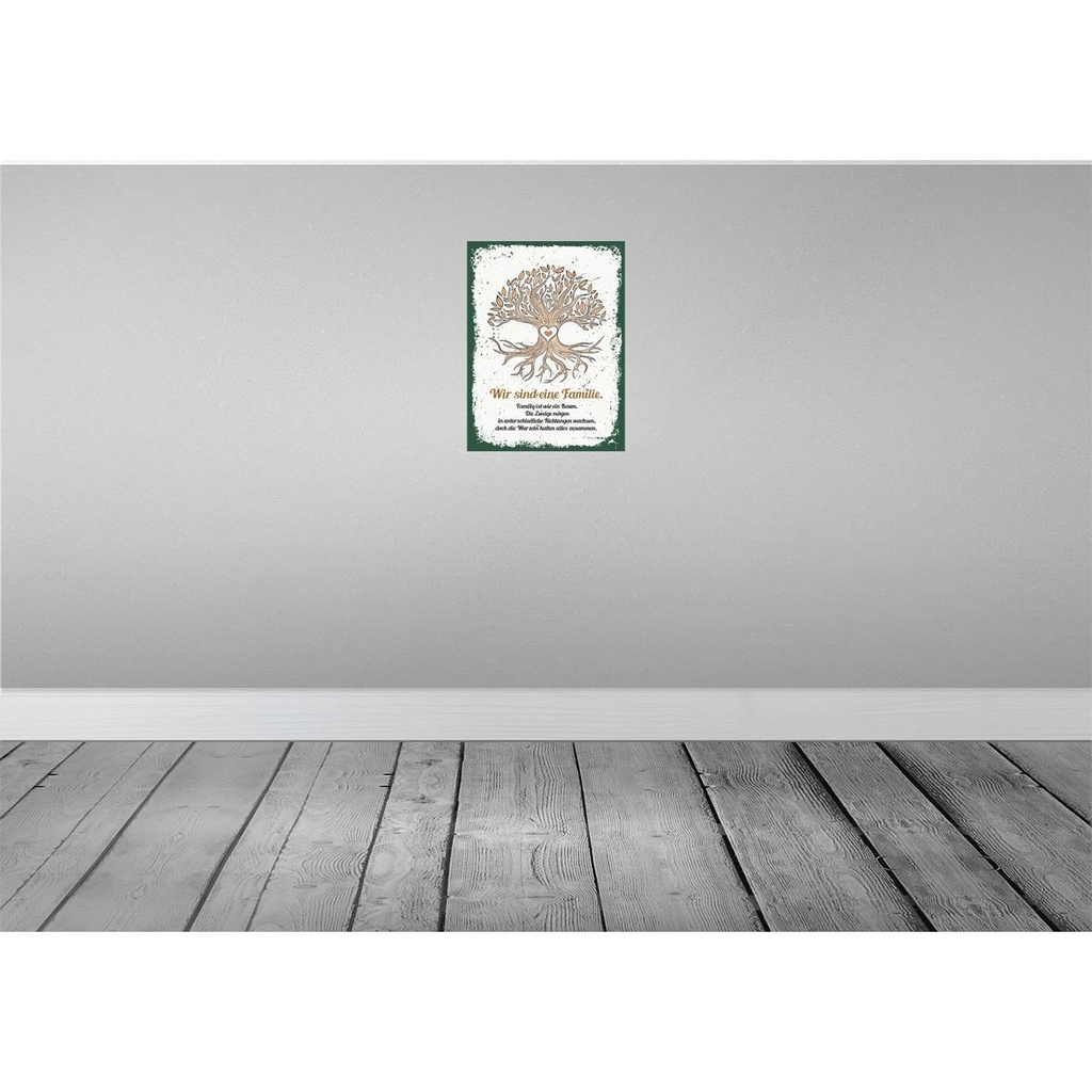 [LA-138518-H] Holzschild 40x30 cm Wir sind Familie alles zusammen Spruch Zitat Bild 2