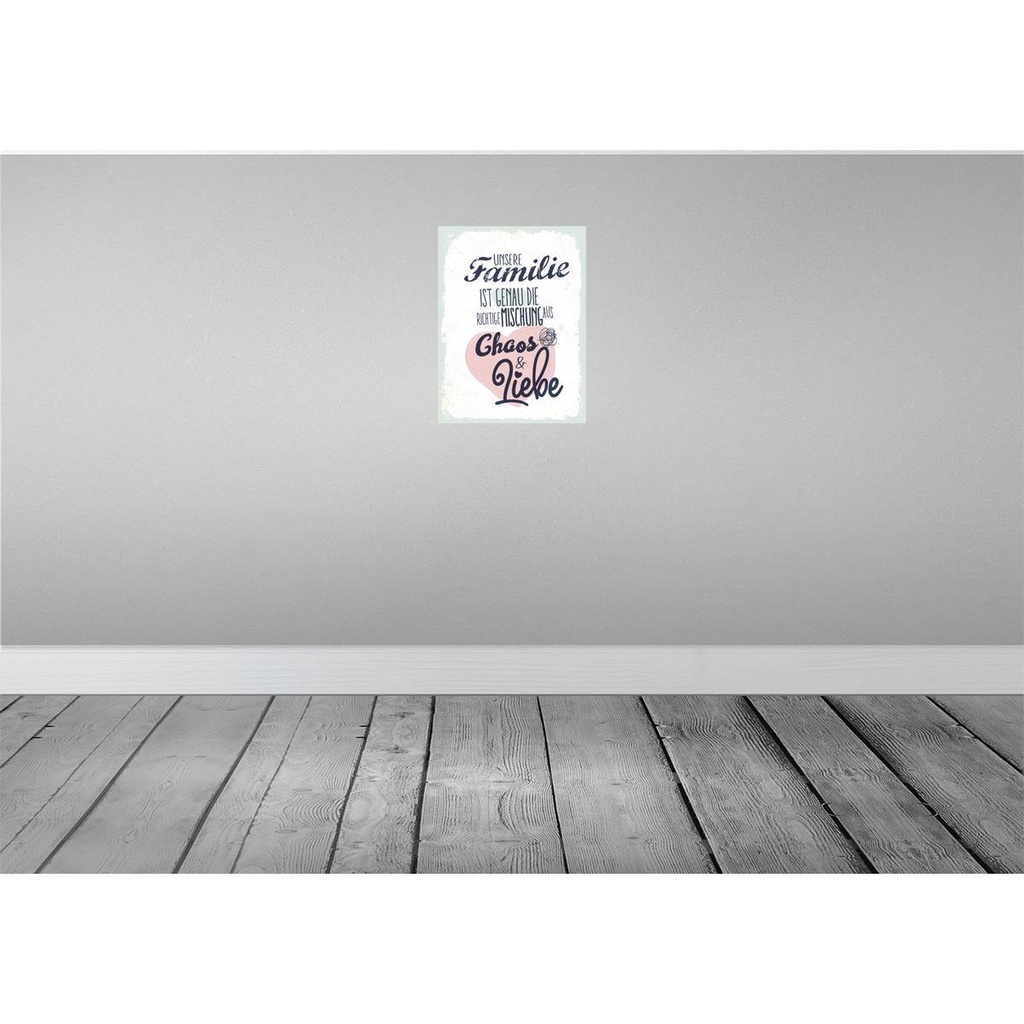 [LA-138523-H] Holzschild 40x30 cm Unsere Familie Chaos Liebe Herz Freunde Bild 2