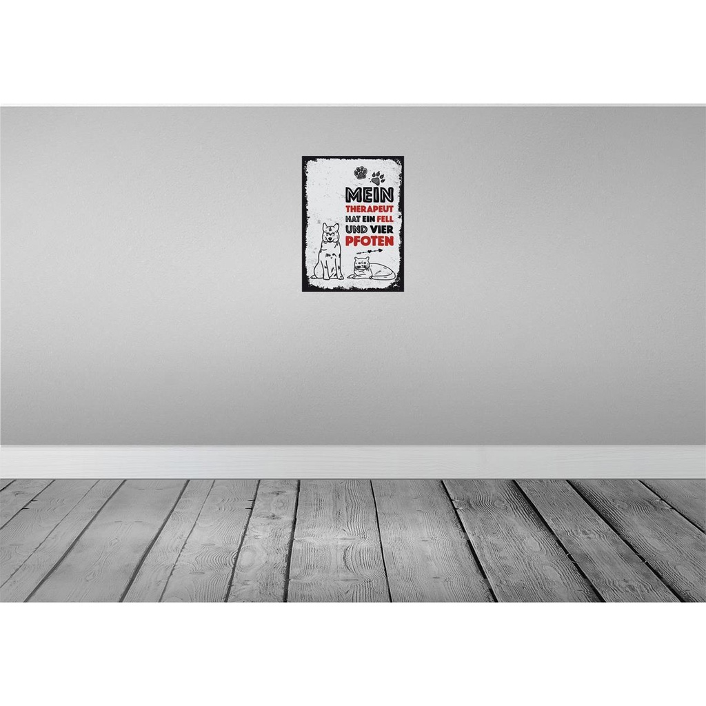 [LA-138530] Blechschild 40x30 cm Tiere Mein Therapeut 4 Pfoten Tier Haustier Bild 2