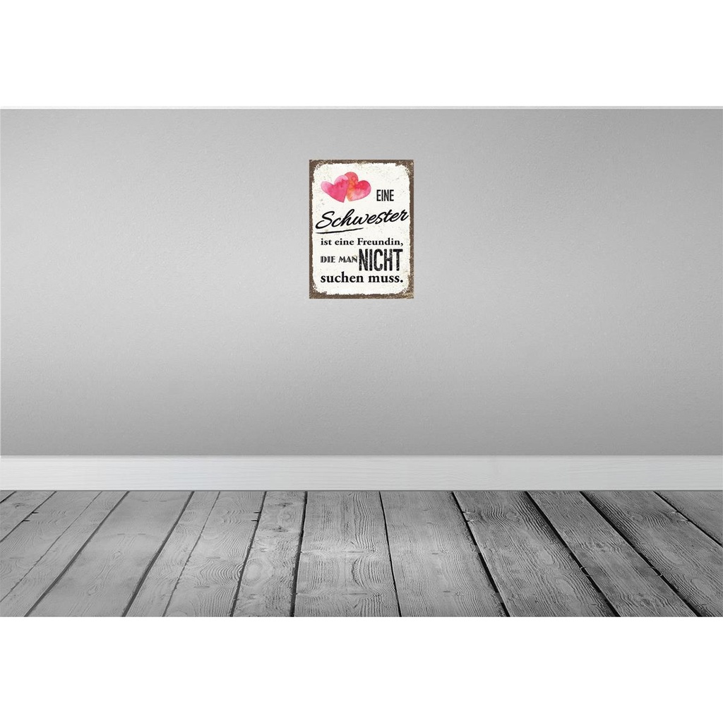 [LA-138535-H] Holzschild 40x30 cm Schwester ist eine Freundin Herz Spruch Zitat Bild 2