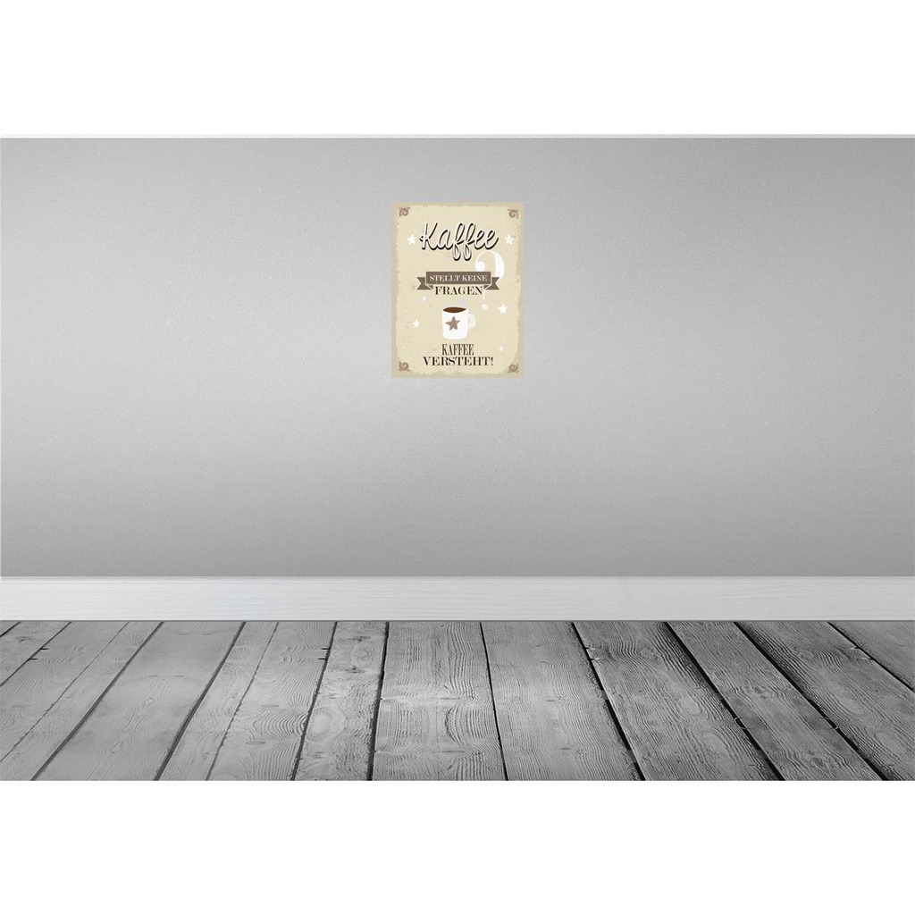 [LA-138537] Blechschild 40x30 cm Kaffee stellt keine Fragen Essen Trinken Bild 2