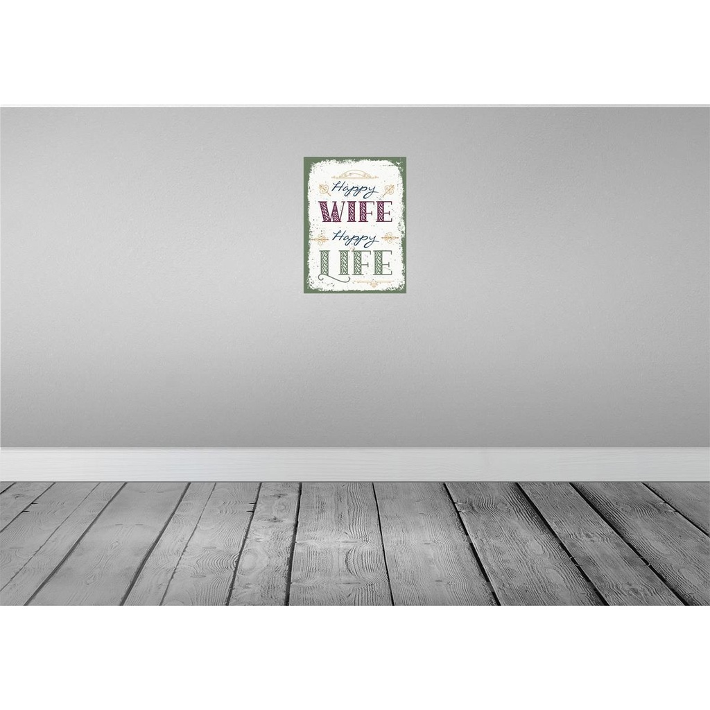 [LA-138540-H] Holzschild 40x30 cm Happy wife Life Dekoration Bild 2