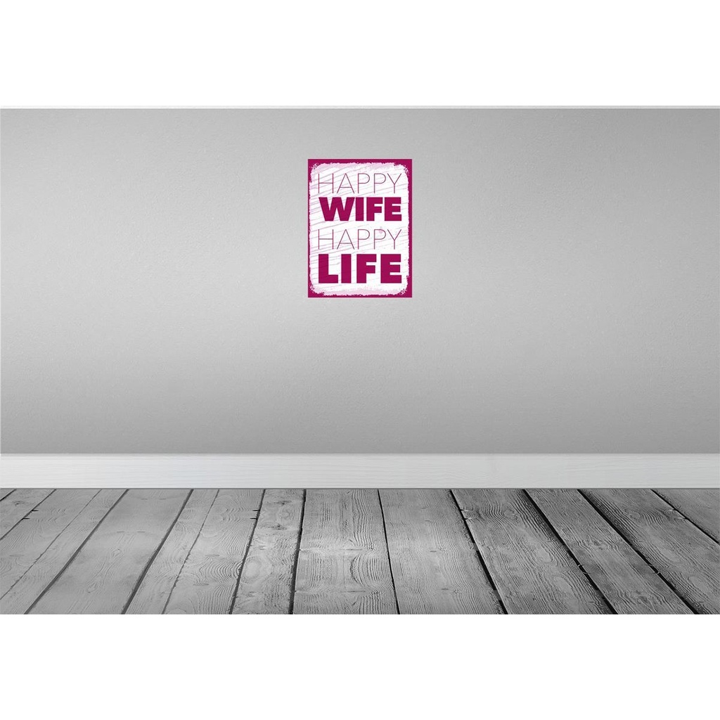 [LA-138542-H] Holzschild 40x30 cm Frau Happy wife Life Männer Frauen Bild 2