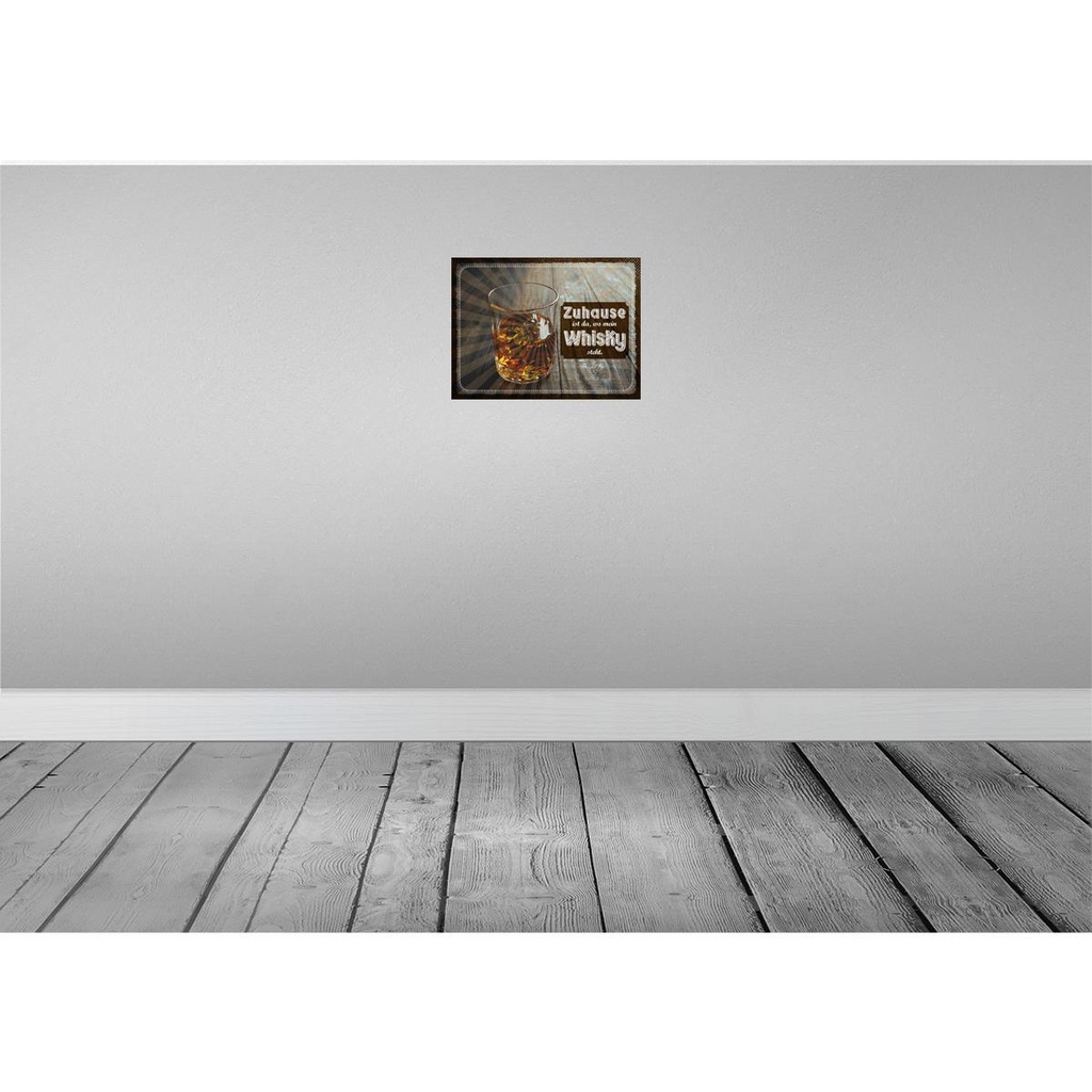 [LA-138558-H] Holzschild 30x40 cm Zuhause ist da, wo mein Whisky Spruch Zitat Bild 2