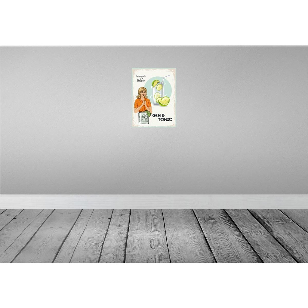 [LA-138584-H] Holzschild 40x30 cm Mummy´s little Helper Gin & Tonic Essen Trinken Bild 2